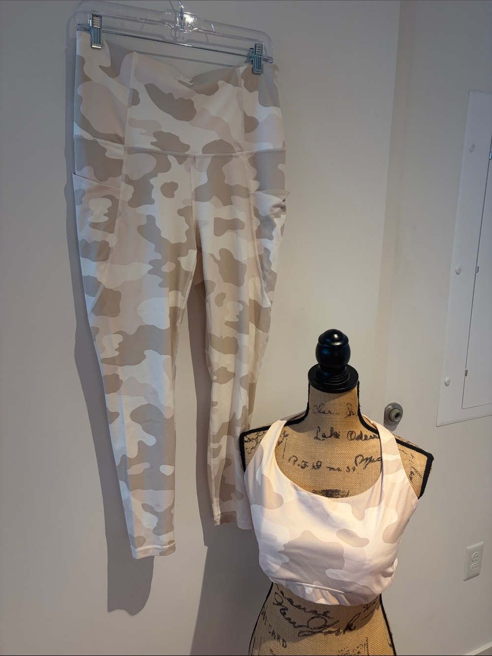 all in motion Beige Camo High-Waist Leggings and Matching Crop Top Set